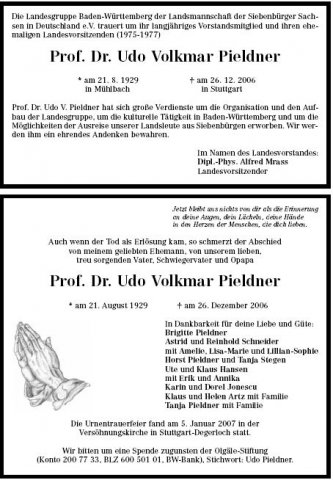 Pieldner Udo 1929-2006 Todesanzeige